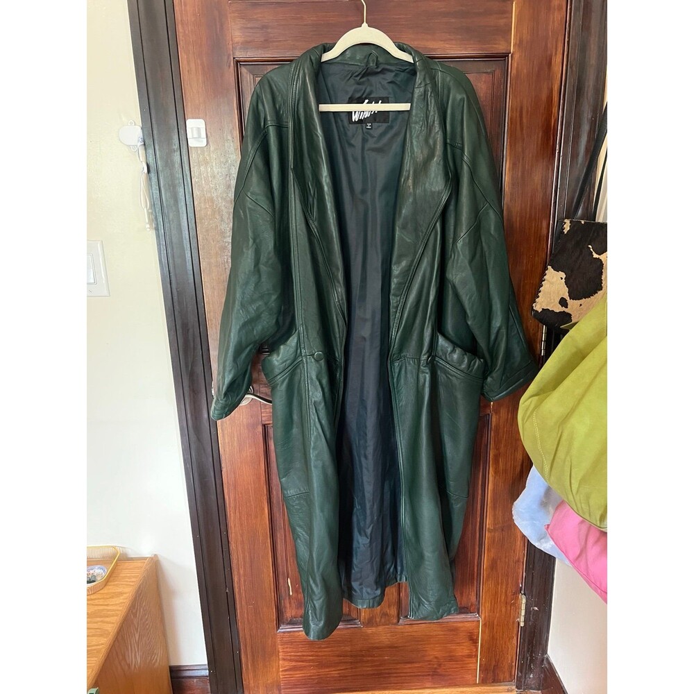 Vintage Winlit Green Leather Coat